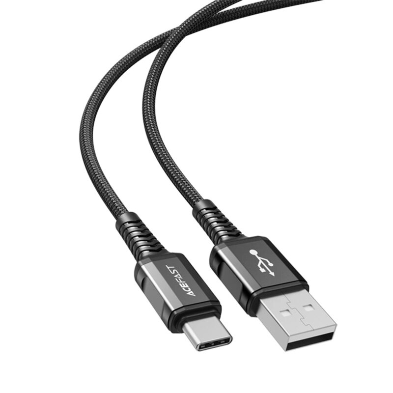 Cablu incarcare USB la tip C, 3A Acefast, C1-04, negru, 1.2m