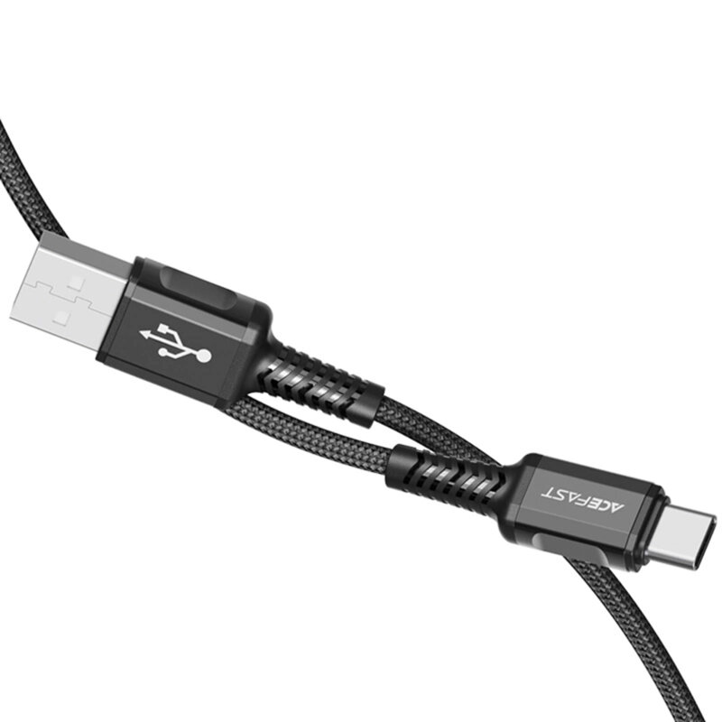 Cablu incarcare USB la tip C, 3A Acefast, C1-04, negru, 1.2m
