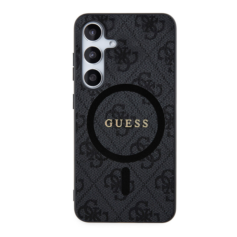 Husa Samsung Galaxy Z Flip7 Guess 4G Collection Leather MagSafe, negru, GUHMZF7P4MSEGCK