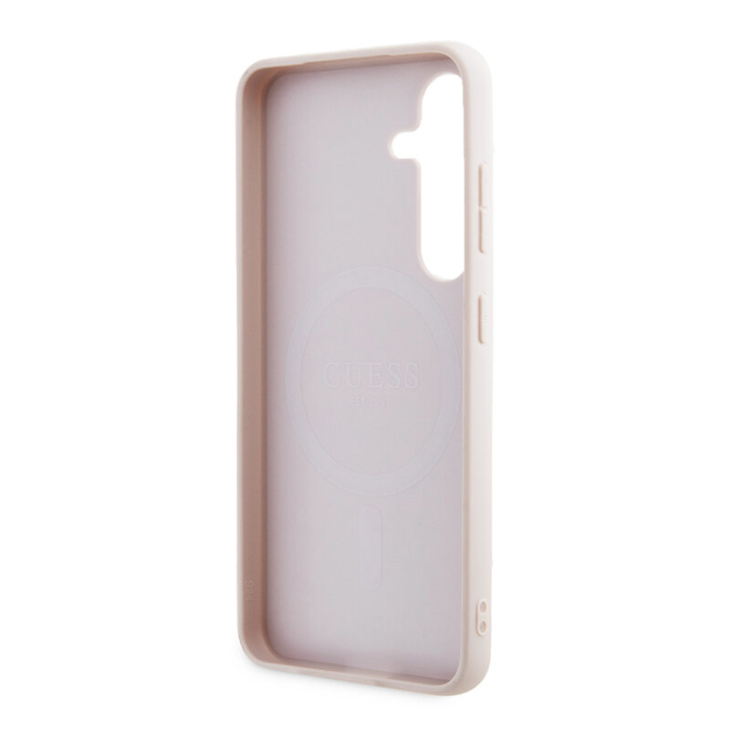 Husa Samsung Galaxy Z Flip7 Guess 4G Collection Leather MagSafe, roz, GUHMZF7P4MSEGCP