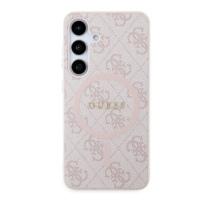 Husa Samsung Galaxy Z Flip7 Guess 4G Collection Leather MagSafe, roz, GUHMZF7P4MSEGCP