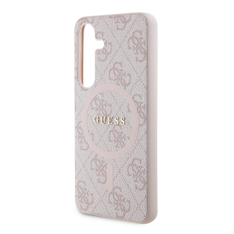 Husa Samsung Galaxy Z Flip7 Guess 4G Collection Leather MagSafe, roz, GUHMZF7P4MSEGCP