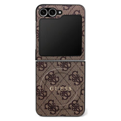 Husa Samsung Galaxy Z Flip7 Guess 4G Collection Leather MagSafe, maro, GUHMZF7P4MSEGCW