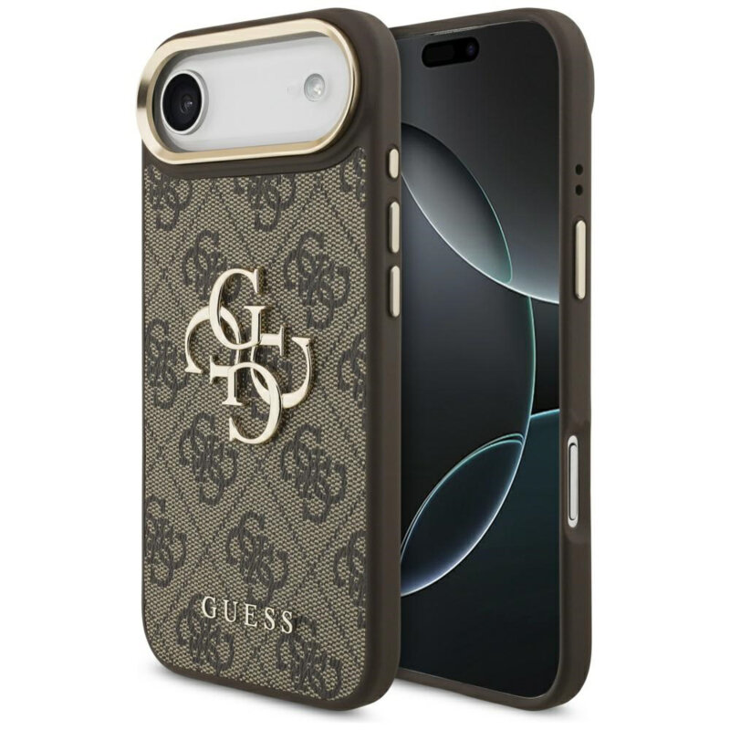 Husa originala Guess iPhone 17 Air Hardcase Big 4G Classic Logo, maro, GUHCP17M4GMGCBR