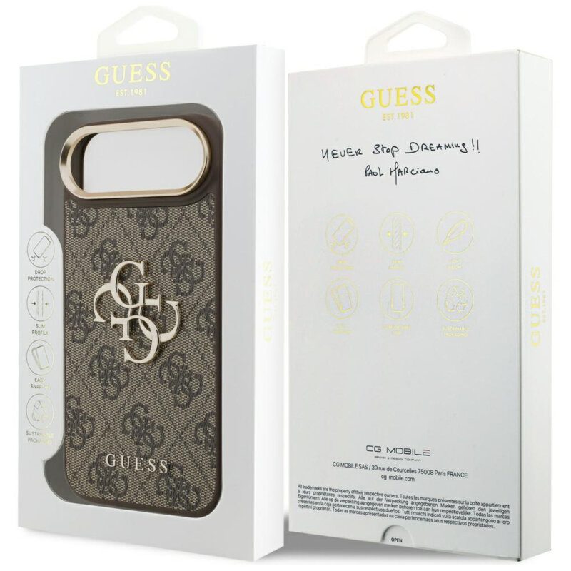 Husa originala Guess iPhone 17 Air Hardcase Big 4G Classic Logo, maro, GUHCP17M4GMGCBR