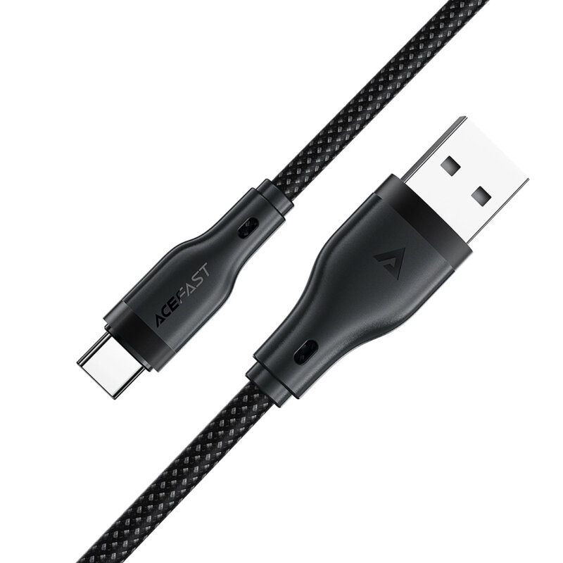 Cablu de date USB la tip C, 3A Acefast, C8-04, negru, 1.2m