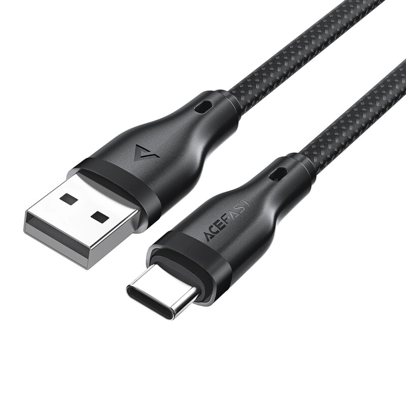 Cablu de date USB la tip C, 3A Acefast, C8-04, negru, 1.2m