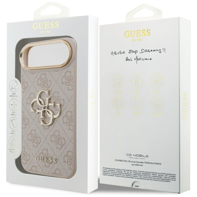 Husa originala Guess iPhone 17 Air Hardcase Big 4G Classic Logo, roz, GUHCP17M4GMGCPI