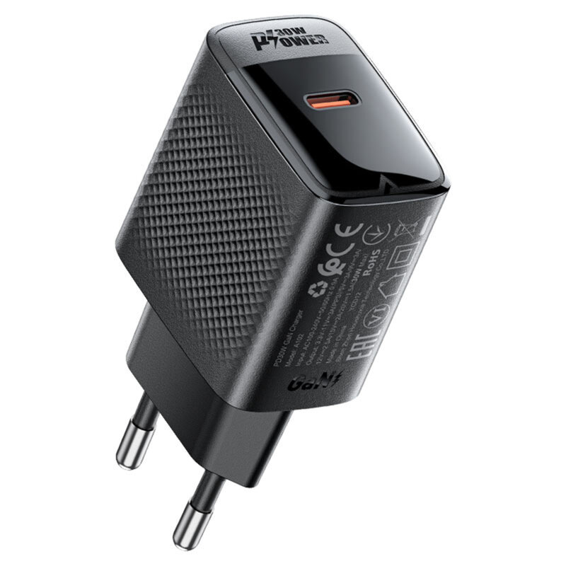 Incarcator GaN Type-C Fast Charge Acefast, A102, 30W, negru