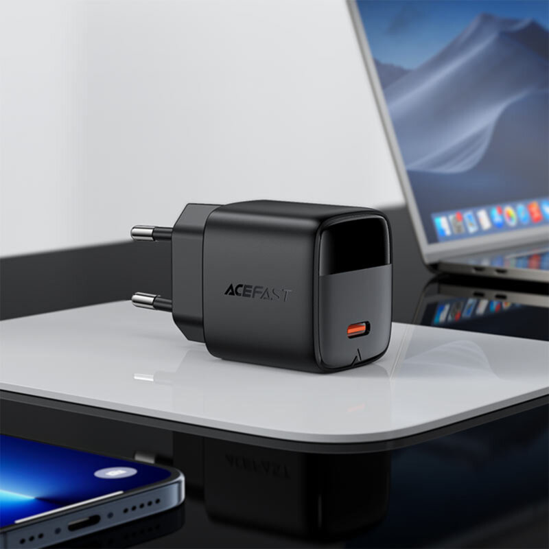 Incarcator GaN Type-C, Fast Charge Acefast A113, 20W, negru