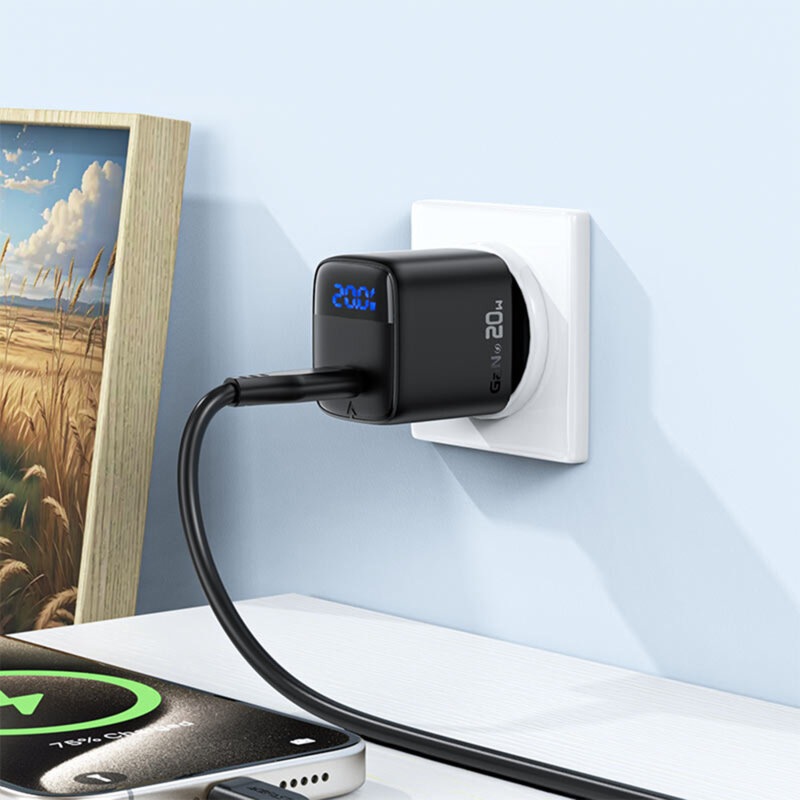 Incarcator GaN Type-C, Fast Charge Acefast A113, 20W, negru