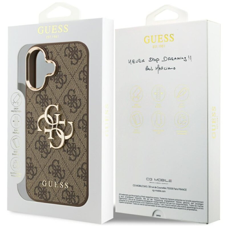 Husa originala Guess iPhone 17 Hardcase Big 4G Classic Logo, maro, GUHCP17S4GMGCBR