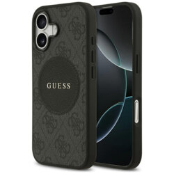 Husa iPhone 17 Guess 4G Circle Classic Logo MagSafe, negru, GUHMP17SP4PGRSGK