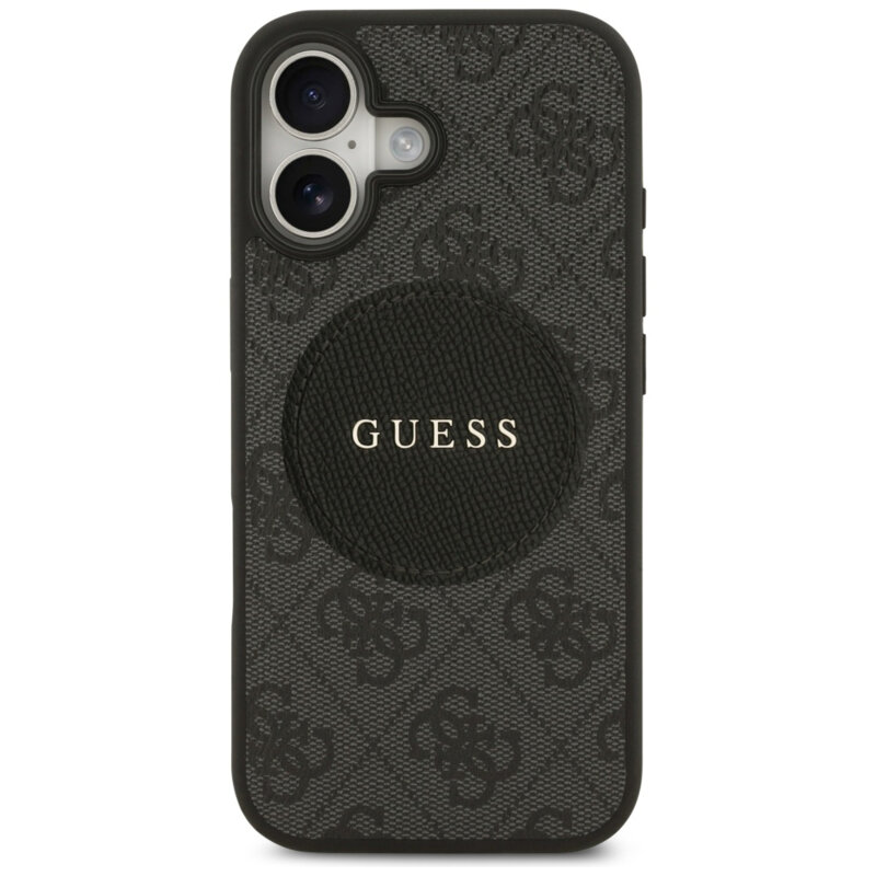 Husa iPhone 17 Guess 4G Circle Classic Logo MagSafe, negru, GUHMP17SP4PGRSGK