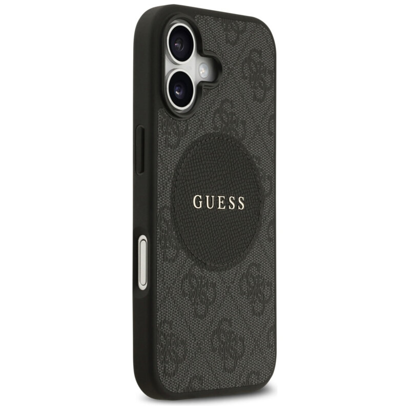Husa iPhone 17 Guess 4G Circle Classic Logo MagSafe, negru, GUHMP17SP4PGRSGK