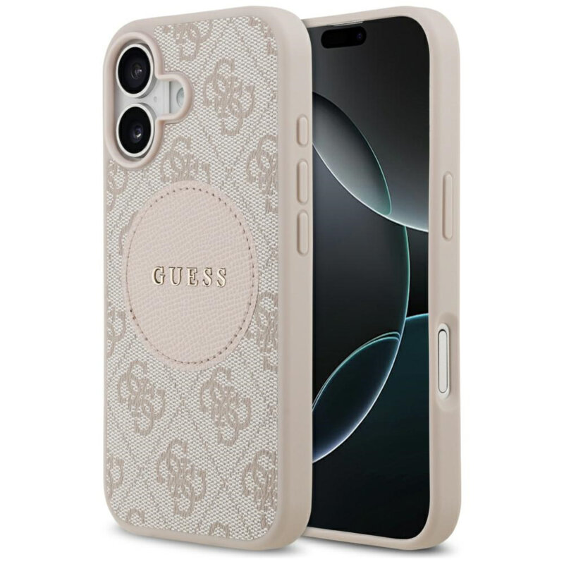 Husa iPhone 17 Guess 4G Circle Classic Logo MagSafe, roz, GUHMP17SP4PGRSGP