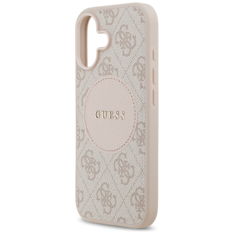Husa iPhone 17 Guess 4G Circle Classic Logo MagSafe, roz, GUHMP17SP4PGRSGP