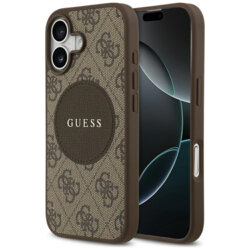 Husa iPhone 17 Guess 4G Circle Classic Logo MagSafe, maro, GUHMP17SP4PGRSGW