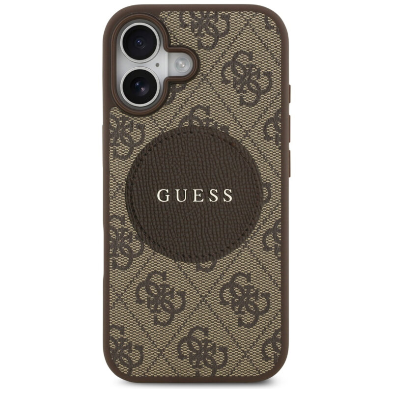 Husa iPhone 17 Guess 4G Circle Classic Logo MagSafe, maro, GUHMP17SP4PGRSGW