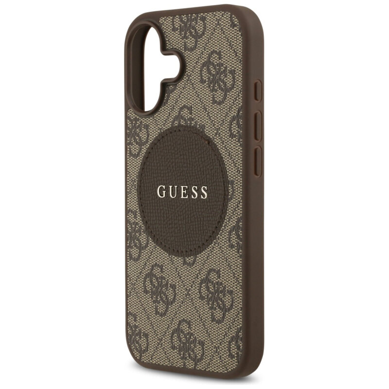 Husa iPhone 17 Guess 4G Circle Classic Logo MagSafe, maro, GUHMP17SP4PGRSGW