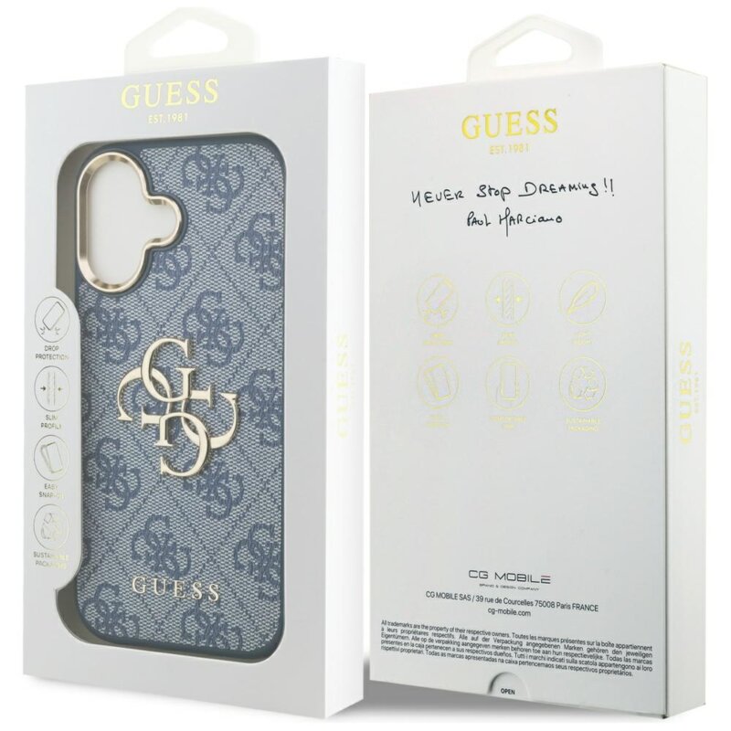 Husa originala Guess iPhone 17 Hardcase Big 4G Classic Logo, bleu, GUHCP17S4GMGCBL