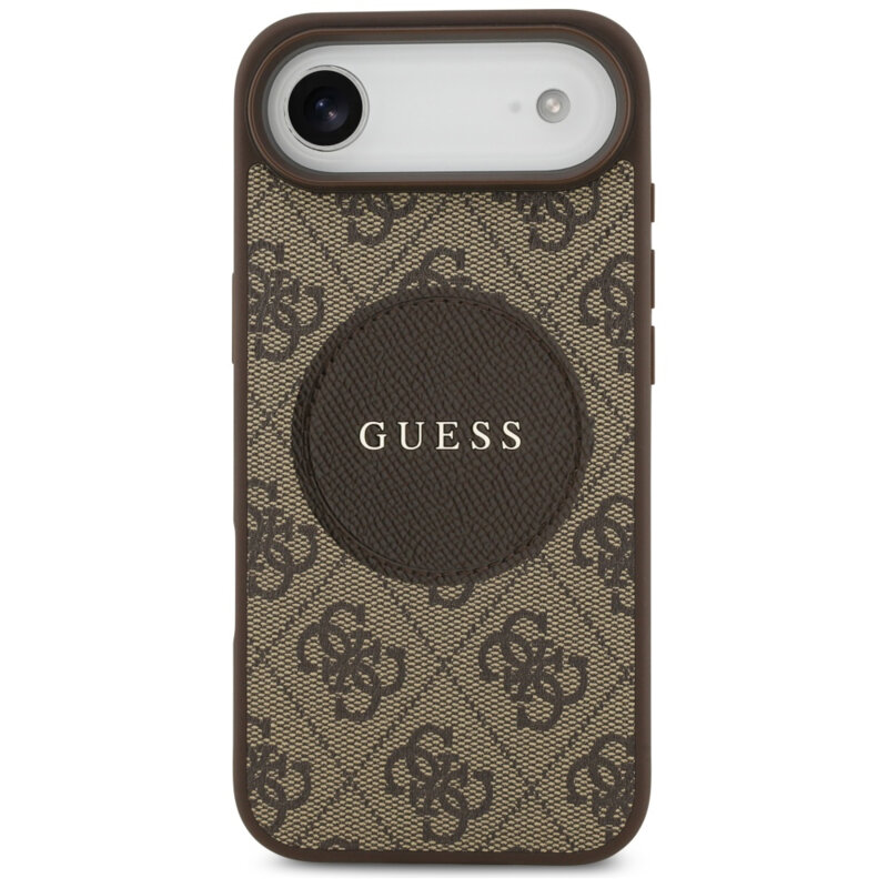 Husa iPhone 17 Air Guess 4G Circle Classic Logo MagSafe, maro, GUHMP17MP4PGRSGW