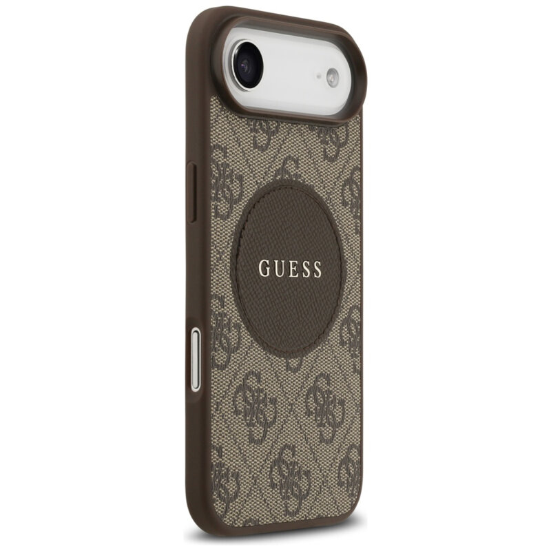 Husa iPhone 17 Air Guess 4G Circle Classic Logo MagSafe, maro, GUHMP17MP4PGRSGW
