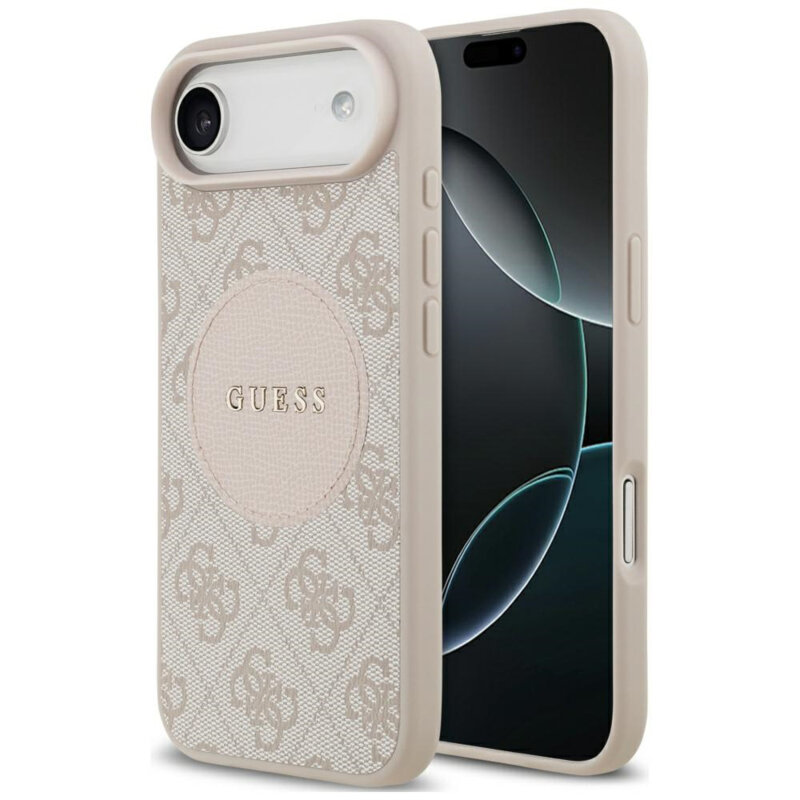 Husa iPhone 17 Air Guess 4G Circle Classic Logo MagSafe, roz, GUHMP17MP4PGRSGP