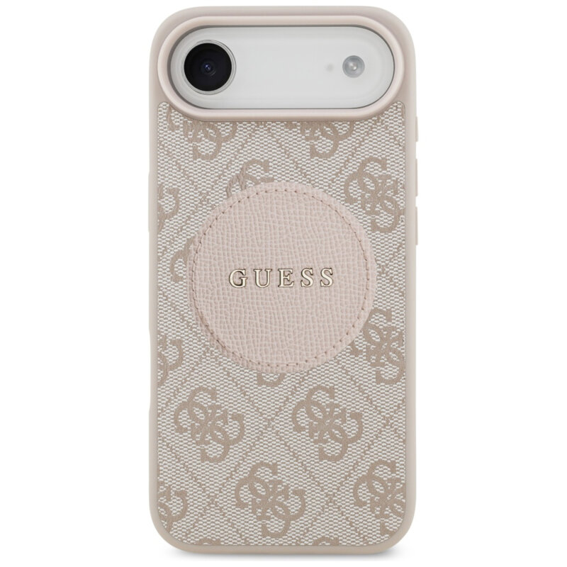 Husa iPhone 17 Air Guess 4G Circle Classic Logo MagSafe, roz, GUHMP17MP4PGRSGP
