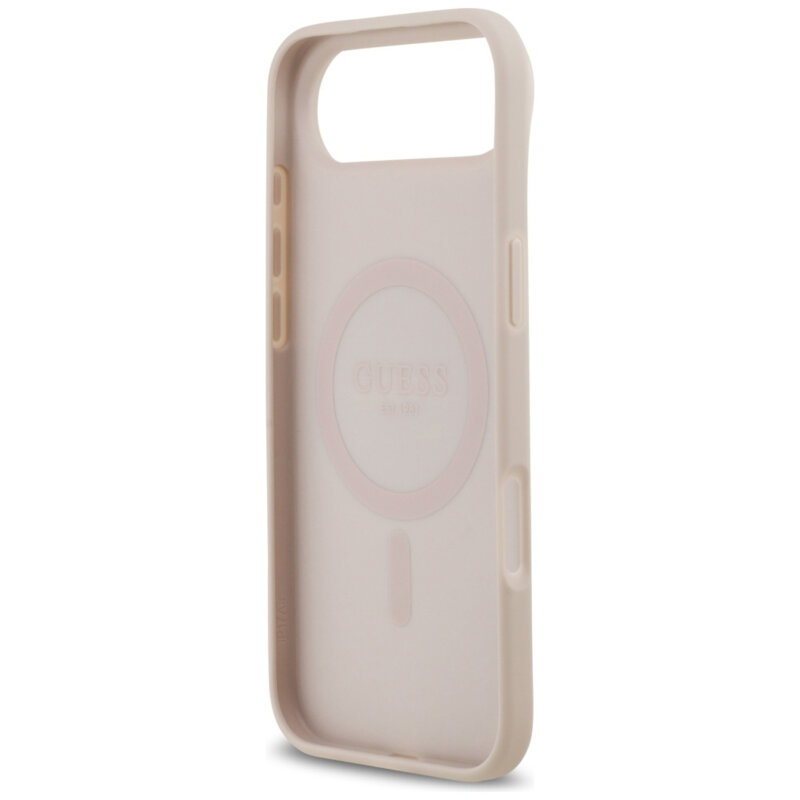 Husa iPhone 17 Air Guess 4G Circle Classic Logo MagSafe, roz, GUHMP17MP4PGRSGP