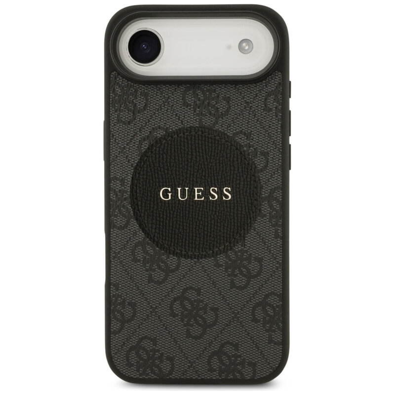 Husa iPhone 17 Air Guess 4G Circle Classic Logo MagSafe, negru, GUHMP17MP4PGRSGK