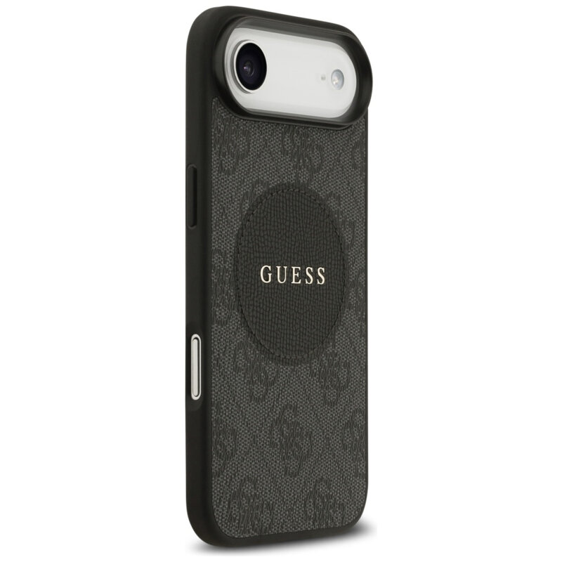 Husa iPhone 17 Air Guess 4G Circle Classic Logo MagSafe, negru, GUHMP17MP4PGRSGK