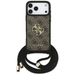 Husa originala Guess iPhone 17 Pro Max Hardcase 4G CBDY Big Logo with Cord Strap, maro, GUHCP17XP4GMGCRW