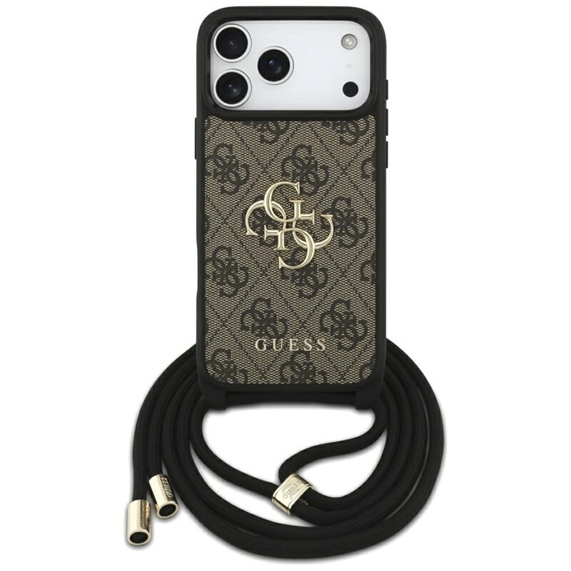 Husa originala Guess iPhone 17 Pro Max Hardcase 4G CBDY Big Logo with Cord Strap, maro, GUHCP17XP4GMGCRW