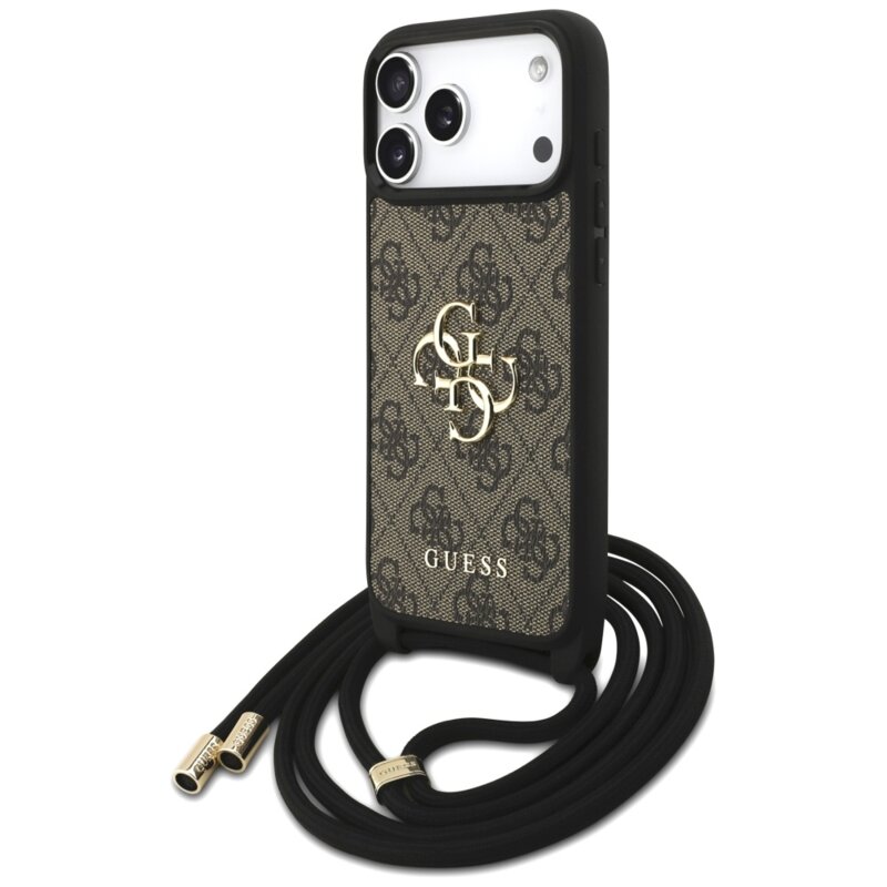 Husa originala Guess iPhone 17 Pro Max Hardcase 4G CBDY Big Logo with Cord Strap, maro, GUHCP17XP4GMGCRW