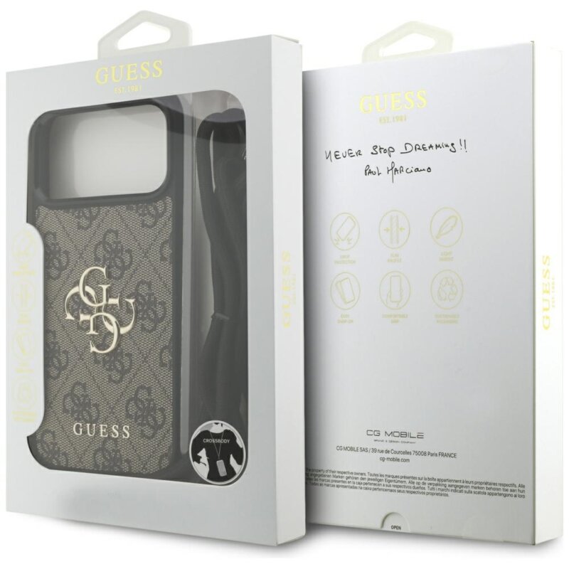 Husa originala Guess iPhone 17 Pro Max Hardcase 4G CBDY Big Logo with Cord Strap, maro, GUHCP17XP4GMGCRW