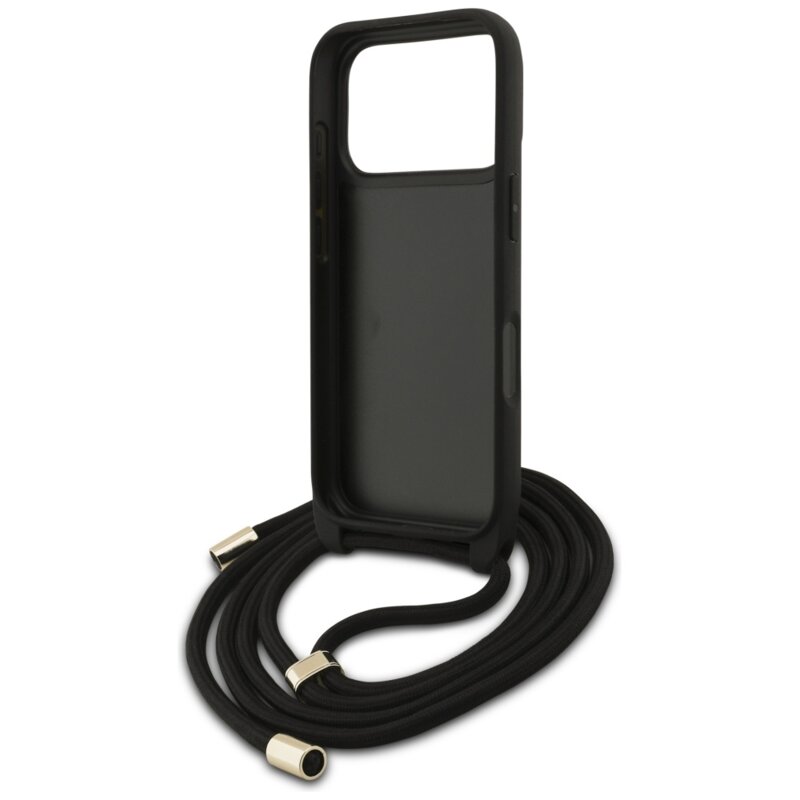 Husa originala Guess iPhone 17 Pro Max Hardcase 4G CBDY Big Logo with Cord Strap, negru, GUHCP17XP4GMGCRK