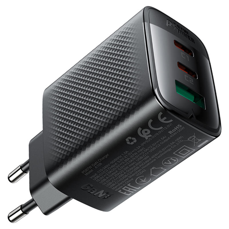 Incarcator Type-C Fast Charging Acefast A108, 67W, 3A, negru