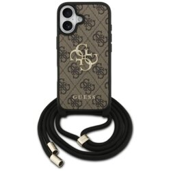Husa originala Guess iPhone 17 Hardcase 4G CBDY Big Logo with Cord Strap, maro, GUHCP17SP4GMGCRW