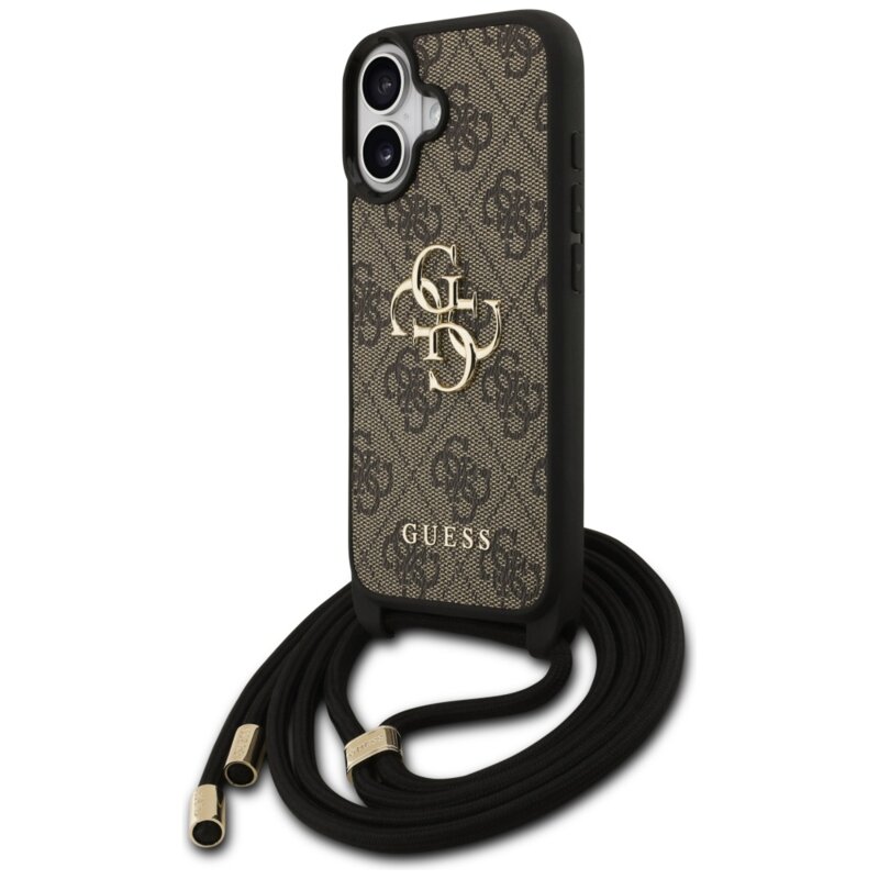 Husa originala Guess iPhone 17 Hardcase 4G CBDY Big Logo with Cord Strap, maro, GUHCP17SP4GMGCRW