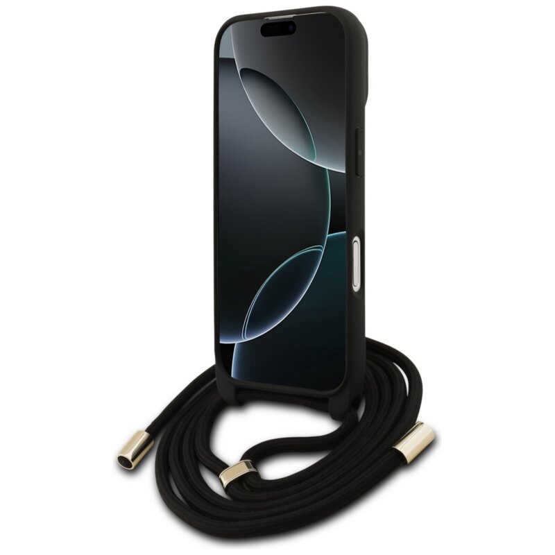 Husa originala Guess iPhone 17 Hardcase 4G CBDY Big Logo with Cord Strap, maro, GUHCP17SP4GMGCRW