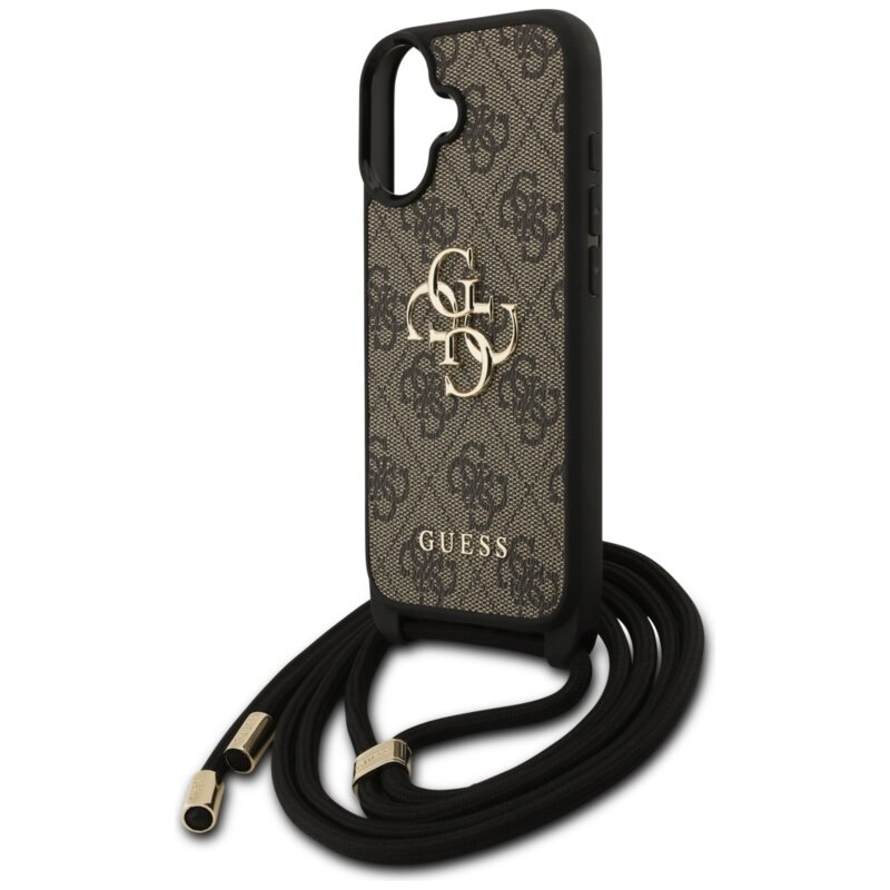 Husa originala Guess iPhone 17 Hardcase 4G CBDY Big Logo with Cord Strap, maro, GUHCP17SP4GMGCRW