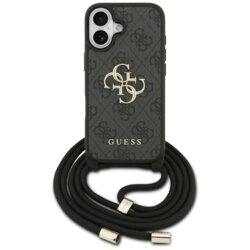 Husa originala Guess iPhone 17 Hardcase 4G CBDY Big Logo with Cord Strap, negru, GUHCP17SP4GMGCRK