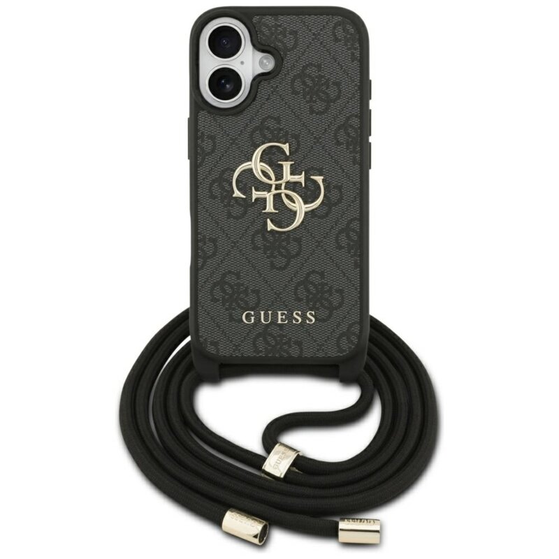 Husa originala Guess iPhone 17 Hardcase 4G CBDY Big Logo with Cord Strap, negru, GUHCP17SP4GMGCRK