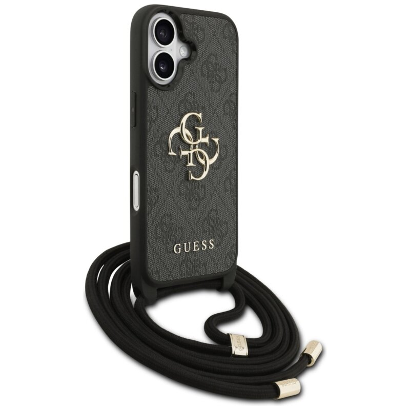 Husa originala Guess iPhone 17 Hardcase 4G CBDY Big Logo with Cord Strap, negru, GUHCP17SP4GMGCRK