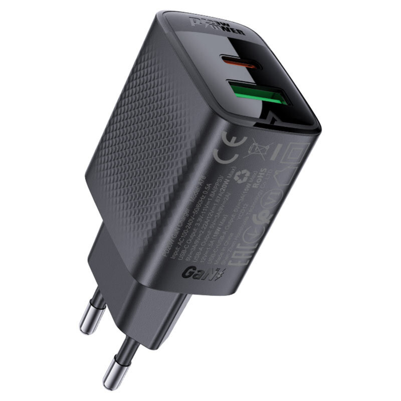 Incarcator priza USB, tip C, GaN Acefast, A78, PD20W, negru