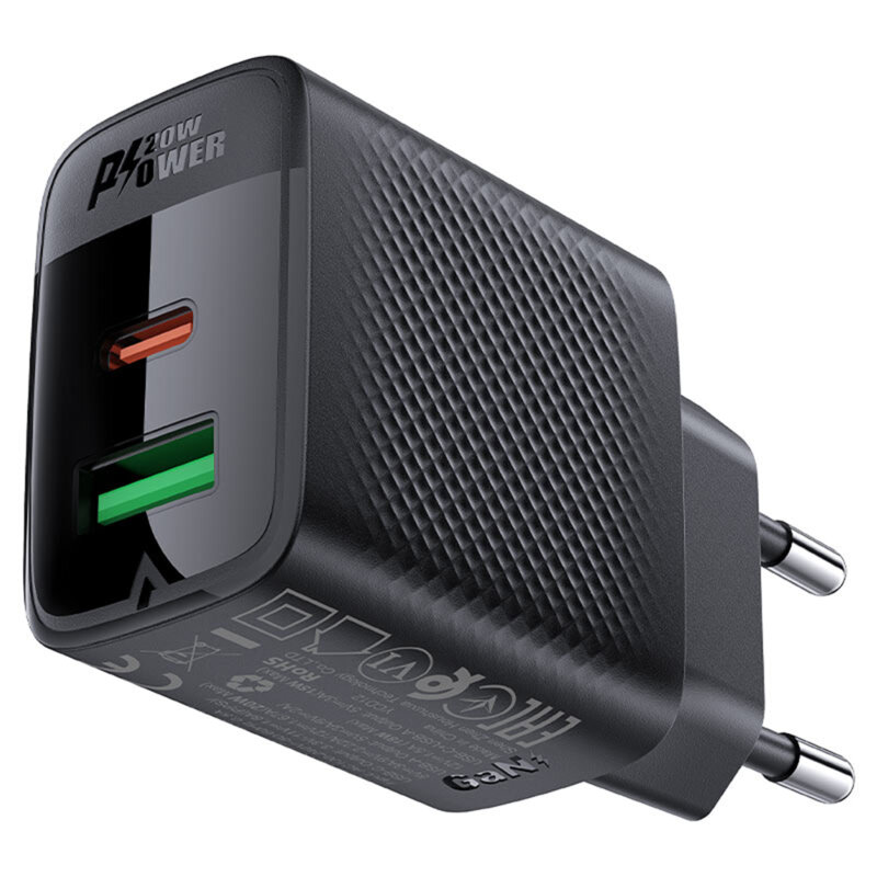 Incarcator priza USB, tip C, GaN Acefast, A78, PD20W, negru