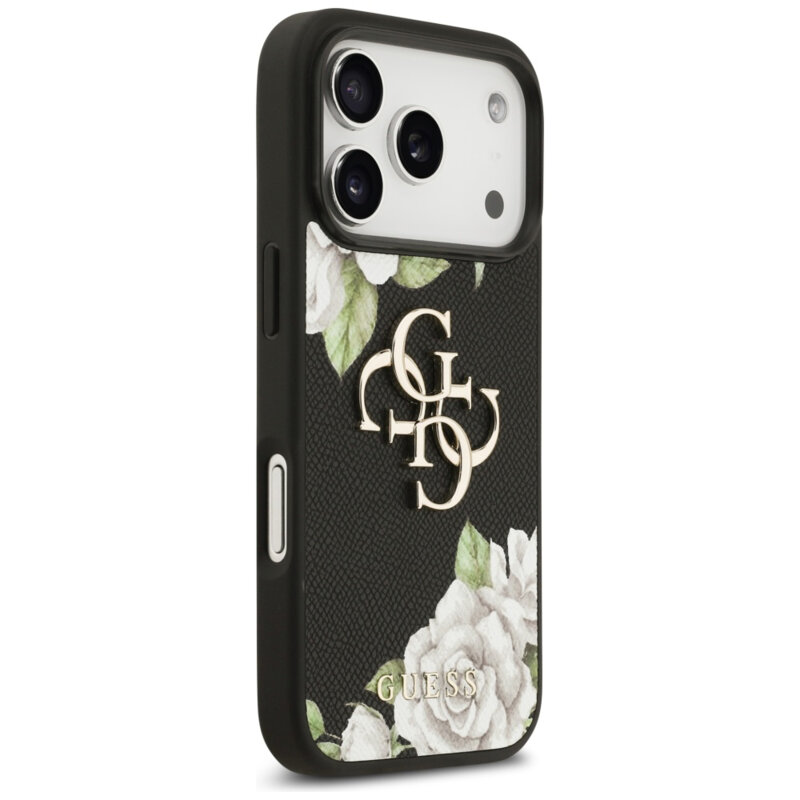 Husa originala Guess iPhone 17 Pro Max Hardcase 4G Grained Roses Big Logo, negru, GUHCP17XPGROP4MK