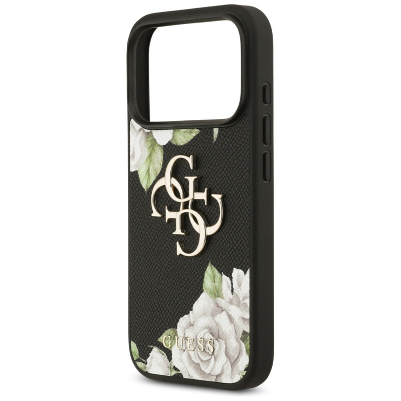 Husa originala Guess iPhone 17 Pro Max Hardcase 4G Grained Roses Big Logo, negru, GUHCP17XPGROP4MK