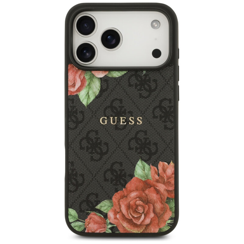 Husa originala Guess iPhone 17 Pro Max Hardcase 4G Flowers Print MagSafe, negru, GUHMP17XP4ROPEMCK